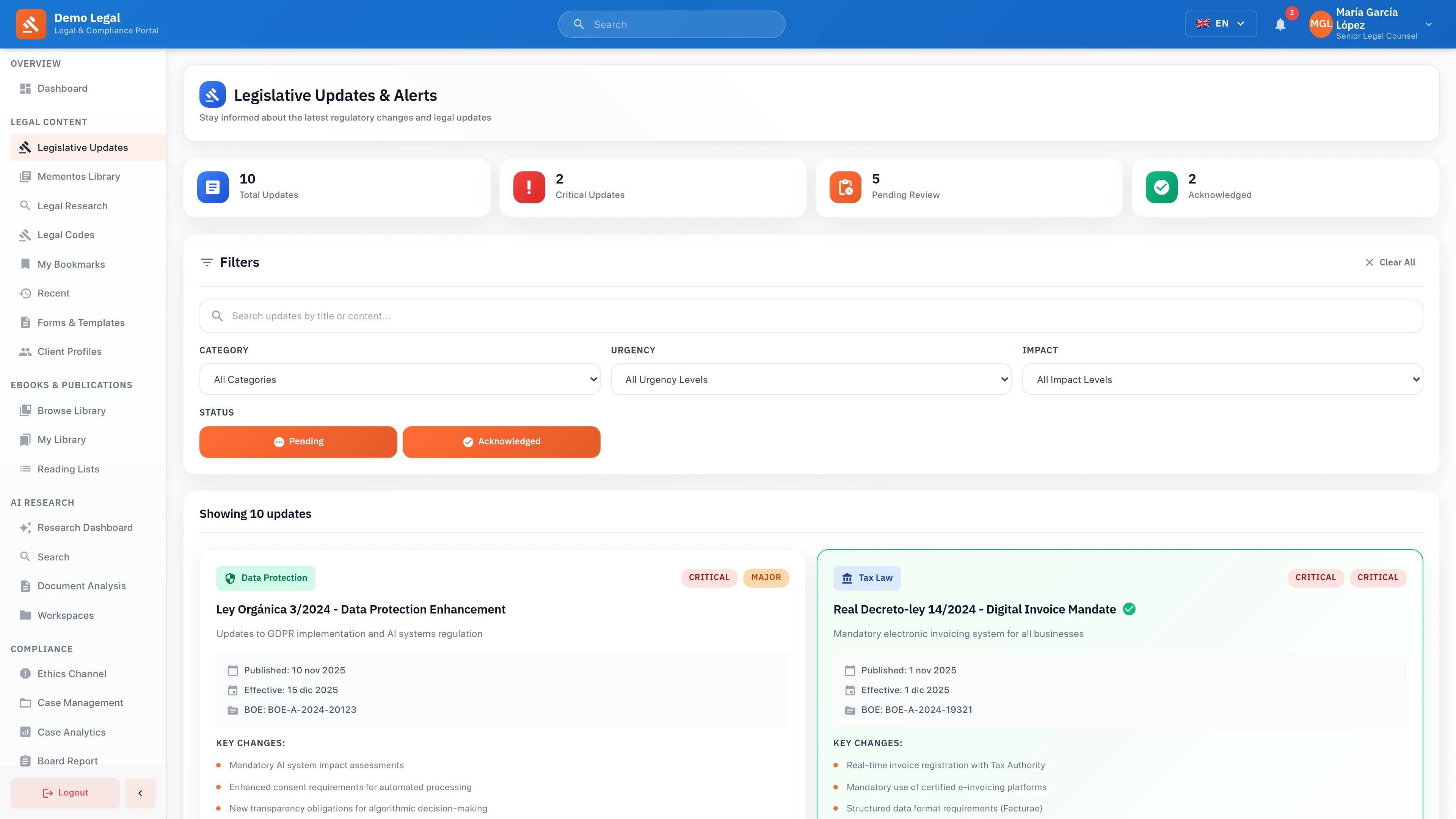 Legislative Updates - Real-time monitoring and analysis of regulatory changes